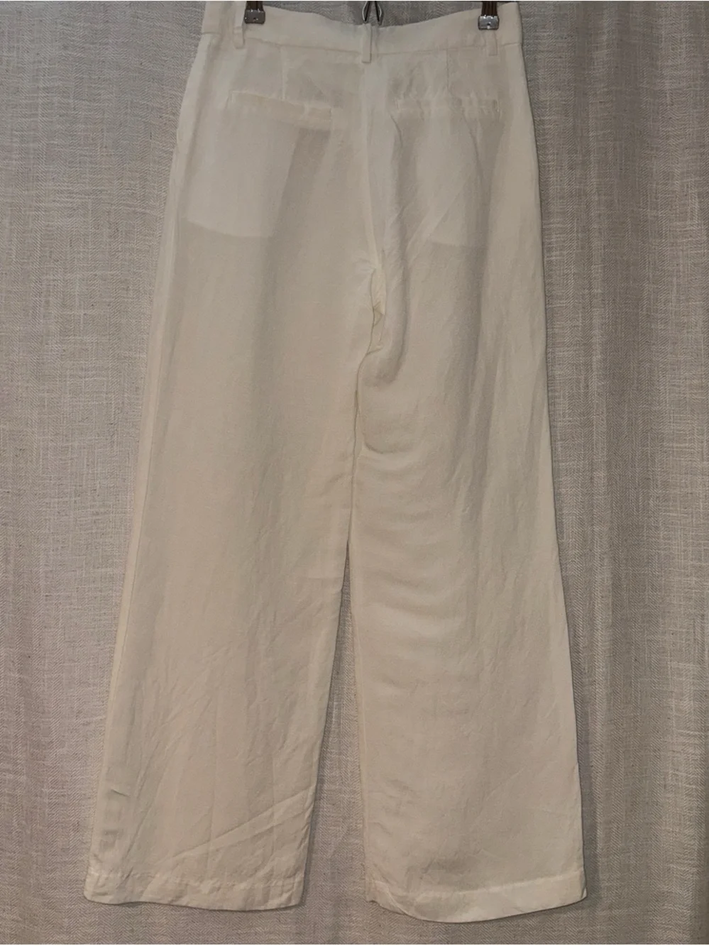 H&M White Linen-Blend Trousers